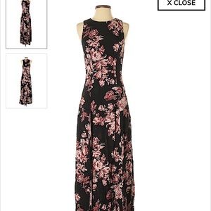 Flynn Skye Black Maxi Dress w/ blush florals